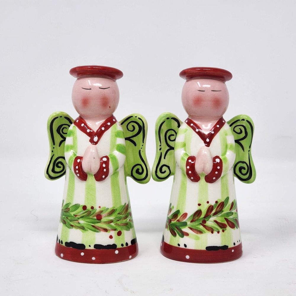Burton & Burton Christmas Angel Salt and Pepper Shakers‎ Hand Painted Set